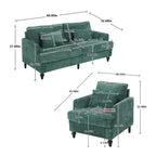 HOMEFUN Chenille Upholstered Wood Frame Loveseat with Armchair for Living Room
