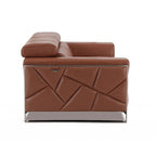 Divanetto HomeRoots 75 in pelle italiana color cammello e argento