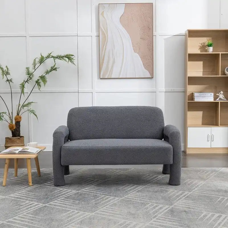 SEYNAR Mid-Century-Modern-Sofa aus Bouclé 51 aus Massivholz mit geschwungener Form