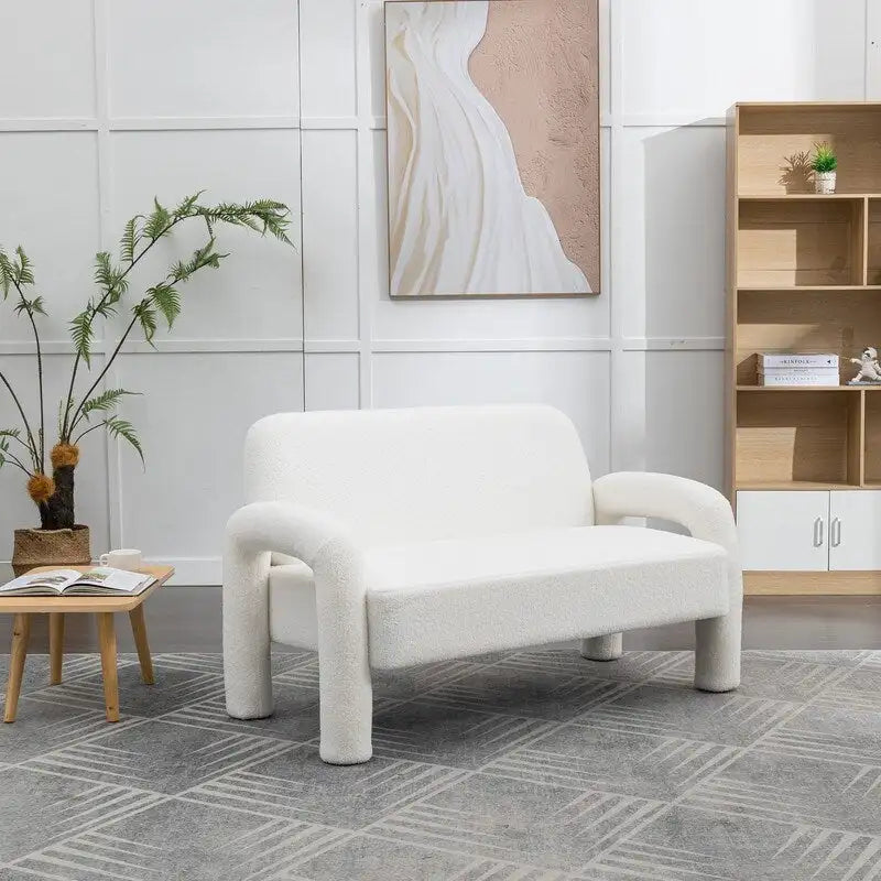SEYNAR Mid-Century-Modern-Sofa aus Bouclé 51 aus Massivholz mit geschwungener Form