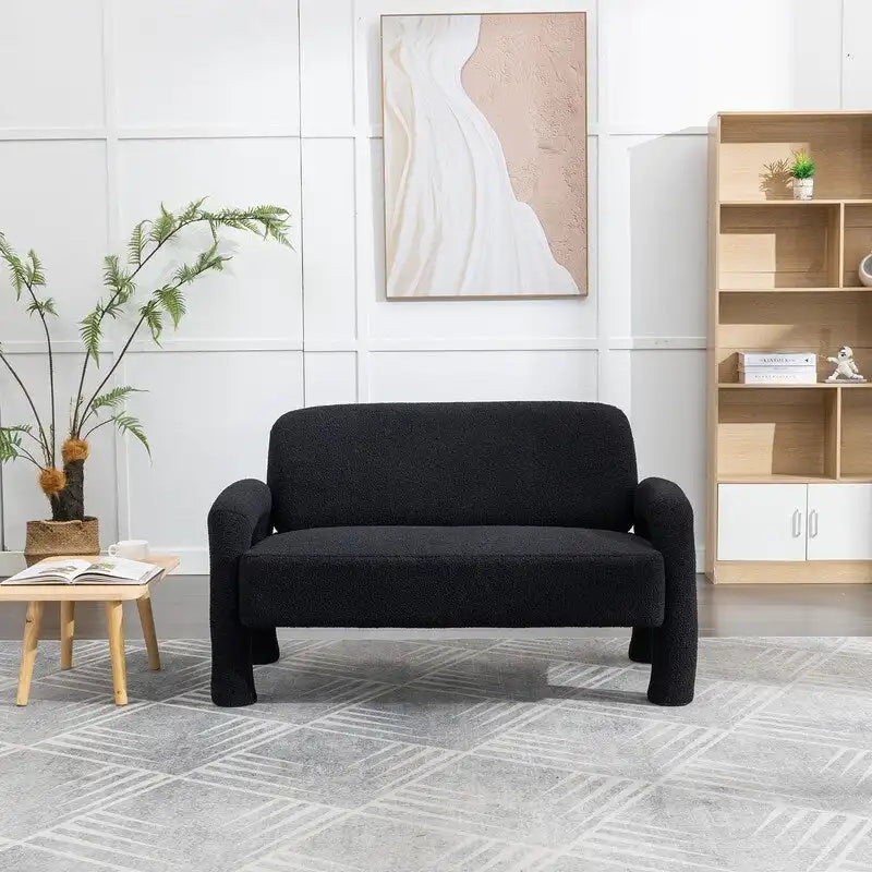 SEYNAR Mid-Century-Modern-Sofa aus Bouclé 51 aus Massivholz mit geschwungener Form