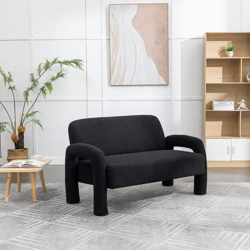 SEYNAR Mid-Century-Modern-Sofa aus Bouclé 51 aus Massivholz mit geschwungener Form
