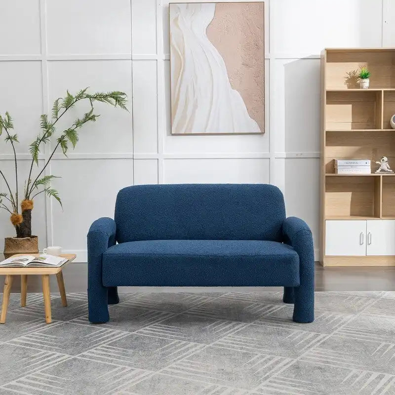SEYNAR Mid-Century-Modern-Sofa aus Bouclé 51 aus Massivholz mit geschwungener Form
