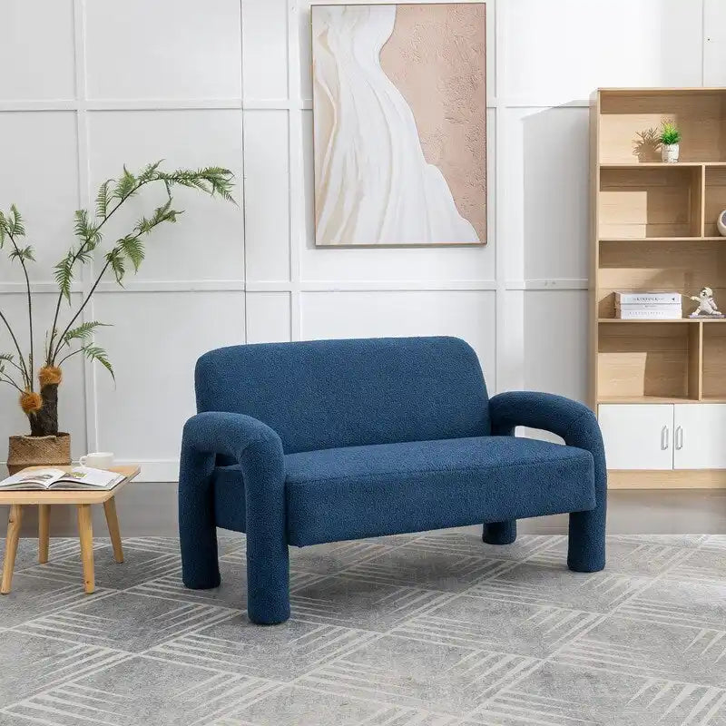 SEYNAR Mid-Century-Modern-Sofa aus Bouclé 51 aus Massivholz mit geschwungener Form