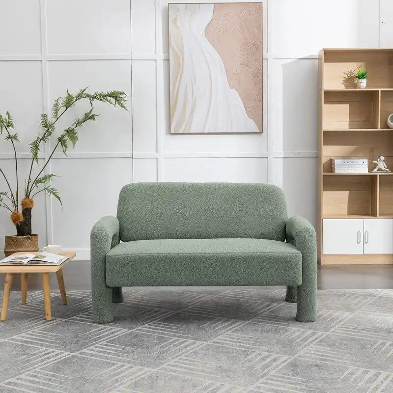 SEYNAR Mid-Century-Modern-Sofa aus Bouclé 51 aus Massivholz mit geschwungener Form