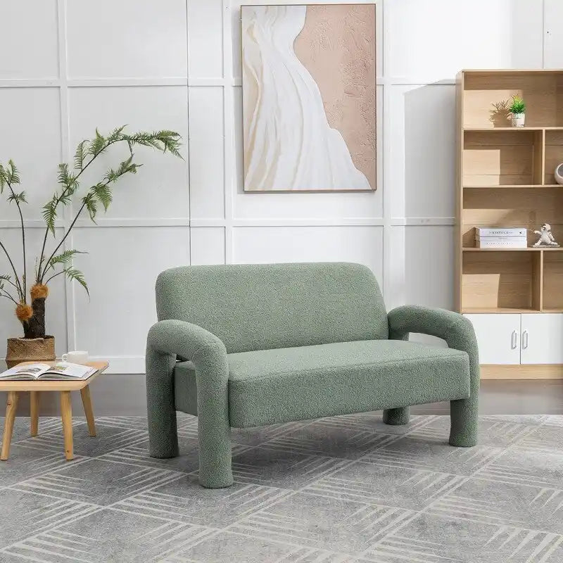 SEYNAR Mid-Century-Modern-Sofa aus Bouclé 51 aus Massivholz mit geschwungener Form