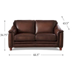 Hydeline Belfast loveseat van topnerfleer met veren, traagschuim en vering