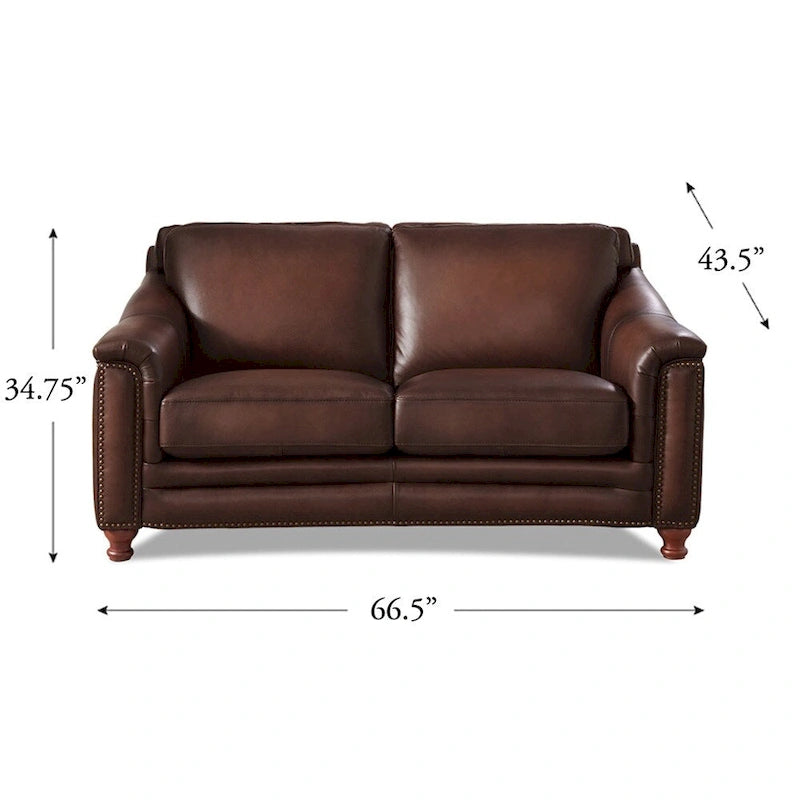 Hydeline Belfast loveseat van topnerfleer met veren, traagschuim en vering
