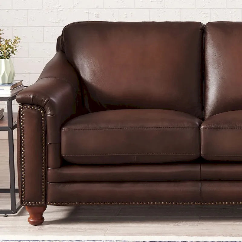 Hydeline Belfast loveseat van topnerfleer met veren, traagschuim en vering