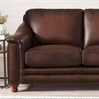Hydeline Belfast loveseat van topnerfleer met veren, traagschuim en vering