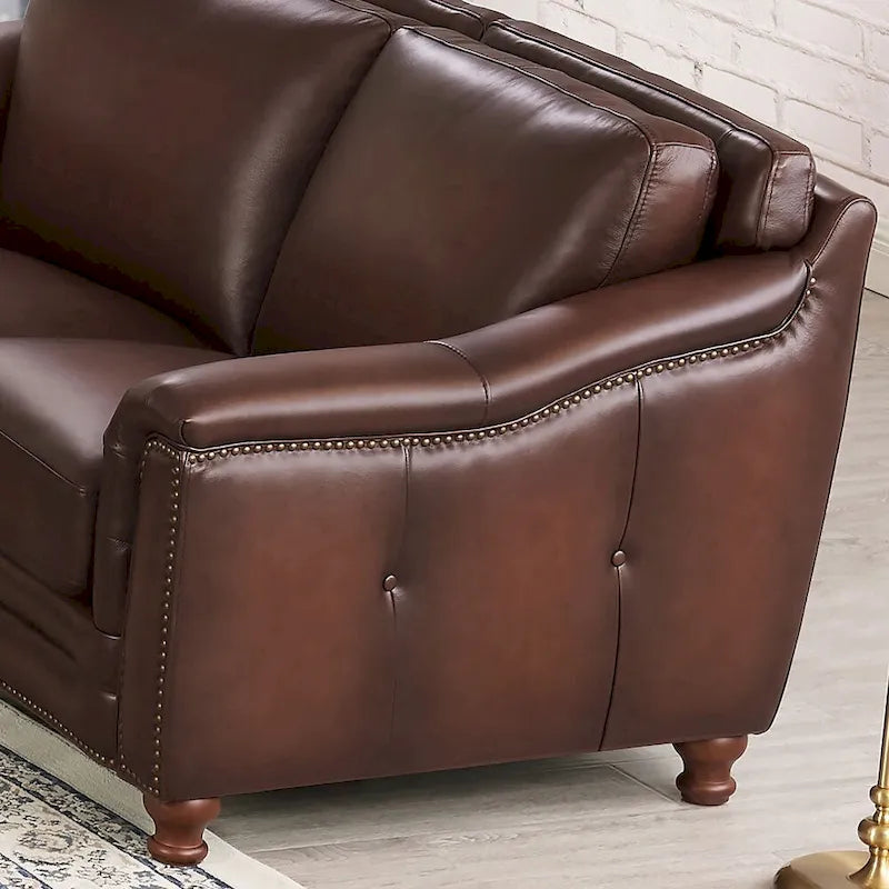 Hydeline Belfast loveseat van topnerfleer met veren, traagschuim en vering
