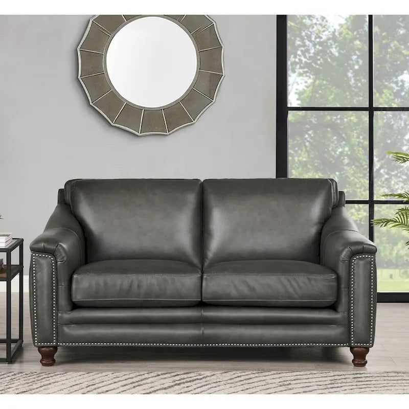 Hydeline Belfast loveseat van topnerfleer met veren, traagschuim en vering