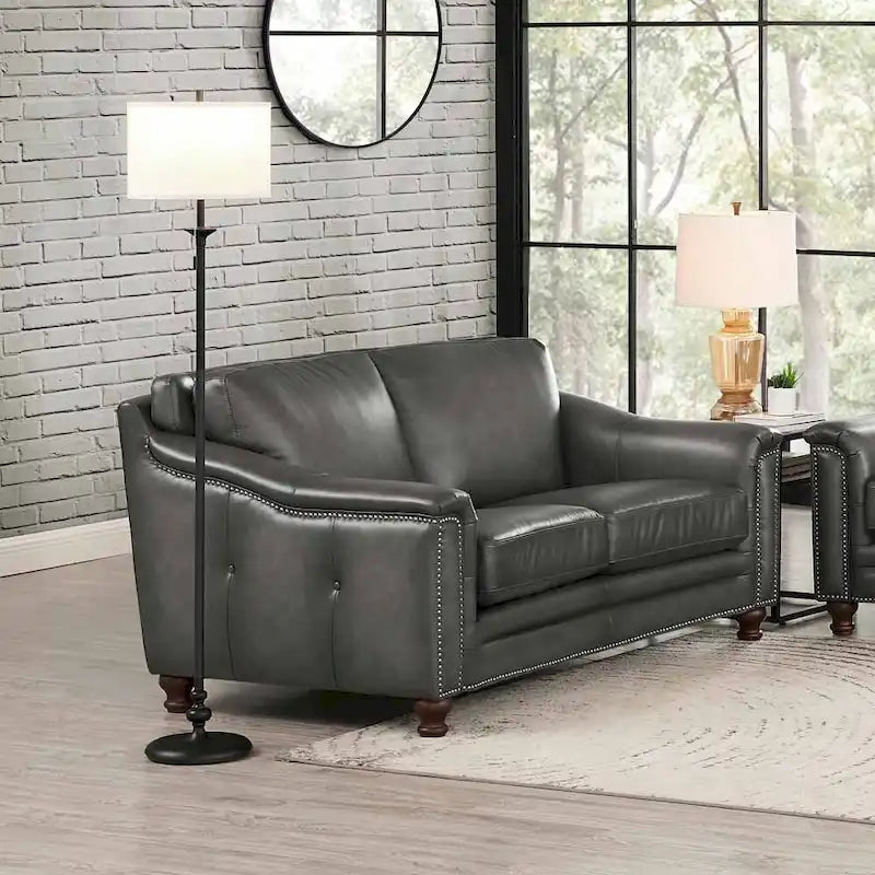 Hydeline Belfast loveseat van topnerfleer met veren, traagschuim en vering