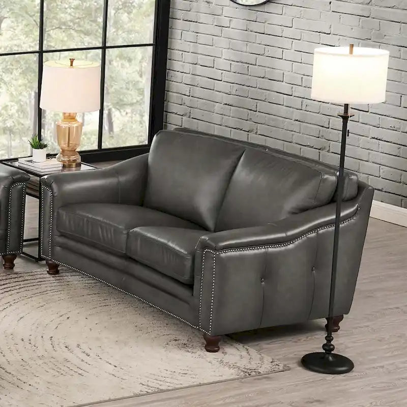 Hydeline Belfast loveseat van topnerfleer met veren, traagschuim en vering