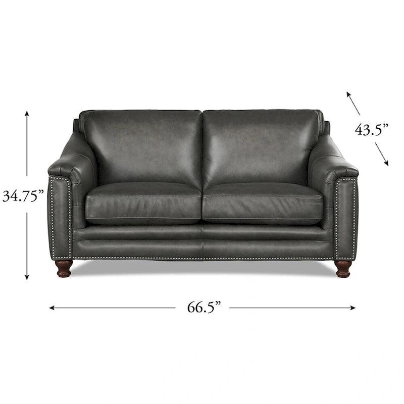 Hydeline Belfast loveseat van topnerfleer met veren, traagschuim en vering