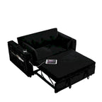 Sofá cama de 2 plazas con toma de corriente USB, bolsillos laterales y almohada lumbar