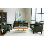 Essex Distressed Green Top Grain Leather Sofa, Loveseat and Chair Set