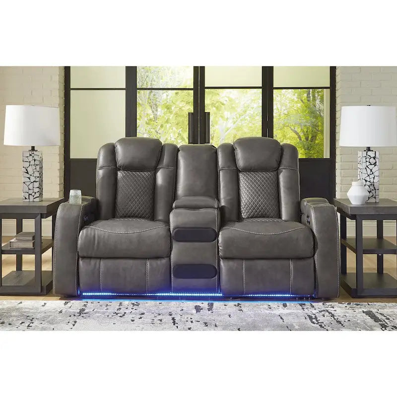 Signature Design by Ashley Fyne-Dyme elektrisch verstellbares Relax-Loveseat mit Konsole – 74W x 43D x 43H