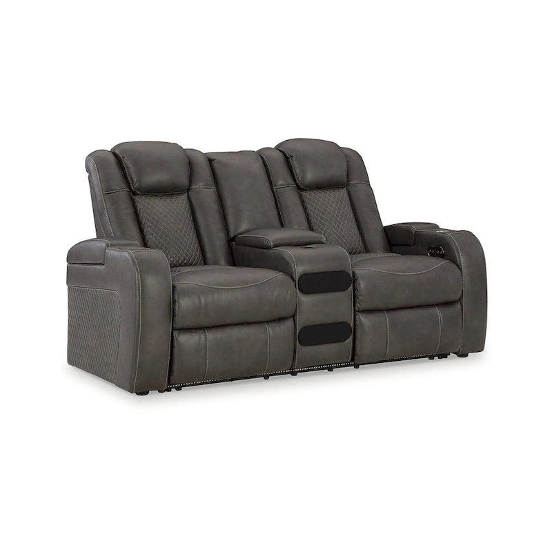 Signature Design by Ashley Fyne-Dyme elektrisch verstellbares Relax-Loveseat mit Konsole – 74W x 43D x 43H