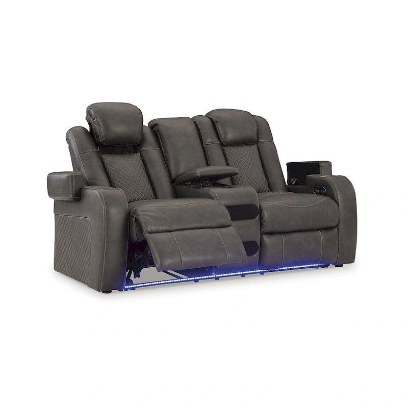 Signature Design by Ashley Fyne-Dyme elektrisch verstellbares Relax-Loveseat mit Konsole – 74W x 43D x 43H