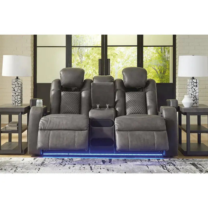 Signature Design by Ashley Fyne-Dyme elektrisch verstellbares Relax-Loveseat mit Konsole – 74W x 43D x 43H