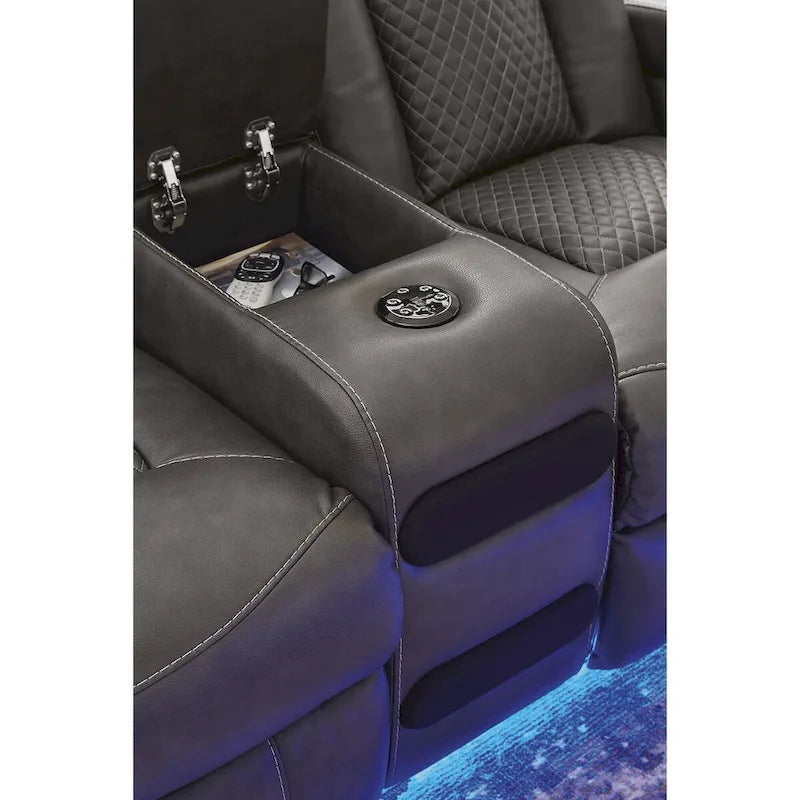 Signature Design by Ashley Fyne-Dyme elektrisch verstellbares Relax-Loveseat mit Konsole – 74W x 43D x 43H
