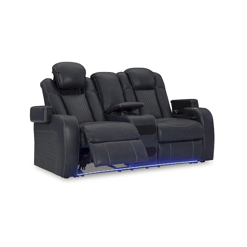 Signature Design by Ashley Fyne-Dyme elektrisch verstellbares Relax-Loveseat mit Konsole – 74W x 43D x 43H