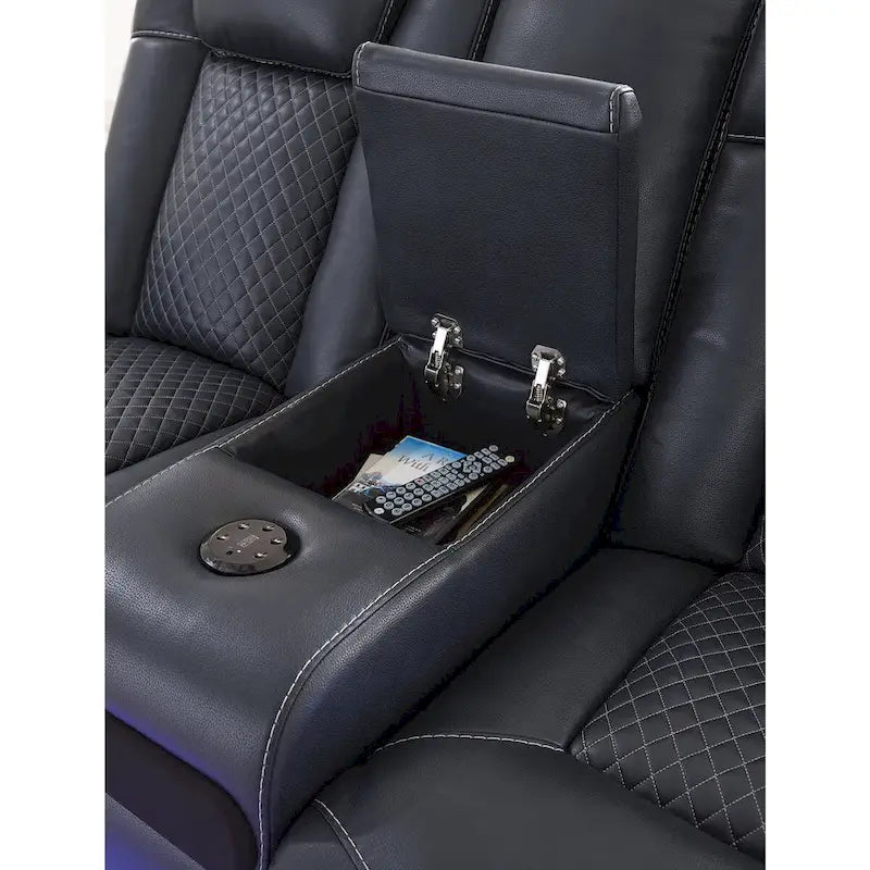 Signature Design by Ashley Fyne-Dyme elektrisch verstellbares Relax-Loveseat mit Konsole – 74W x 43D x 43H