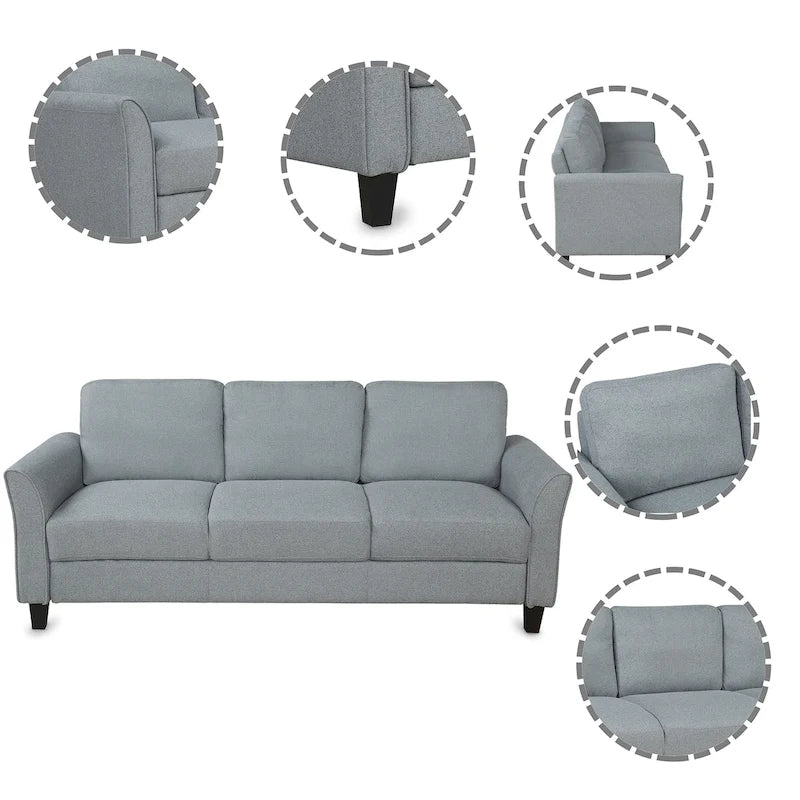 Trzyosobowa sofa do salonu z lnianej tkaniny