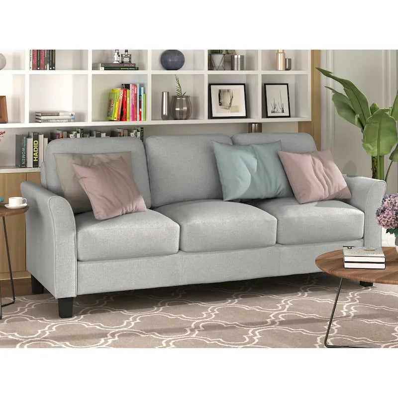 Trzyosobowa sofa do salonu z lnianej tkaniny