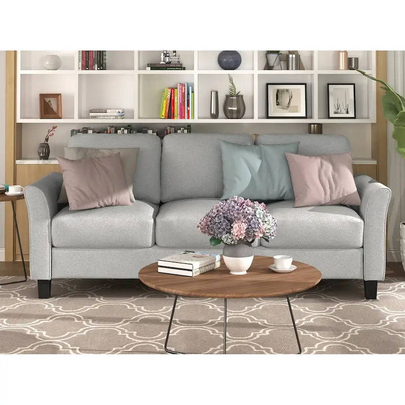Trzyosobowa sofa do salonu z lnianej tkaniny