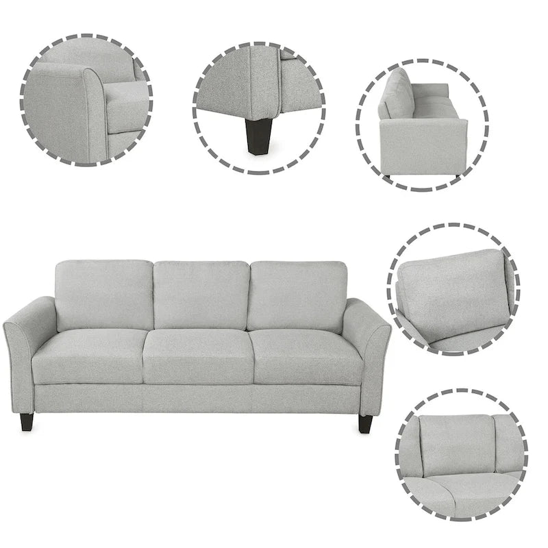 Trzyosobowa sofa do salonu z lnianej tkaniny