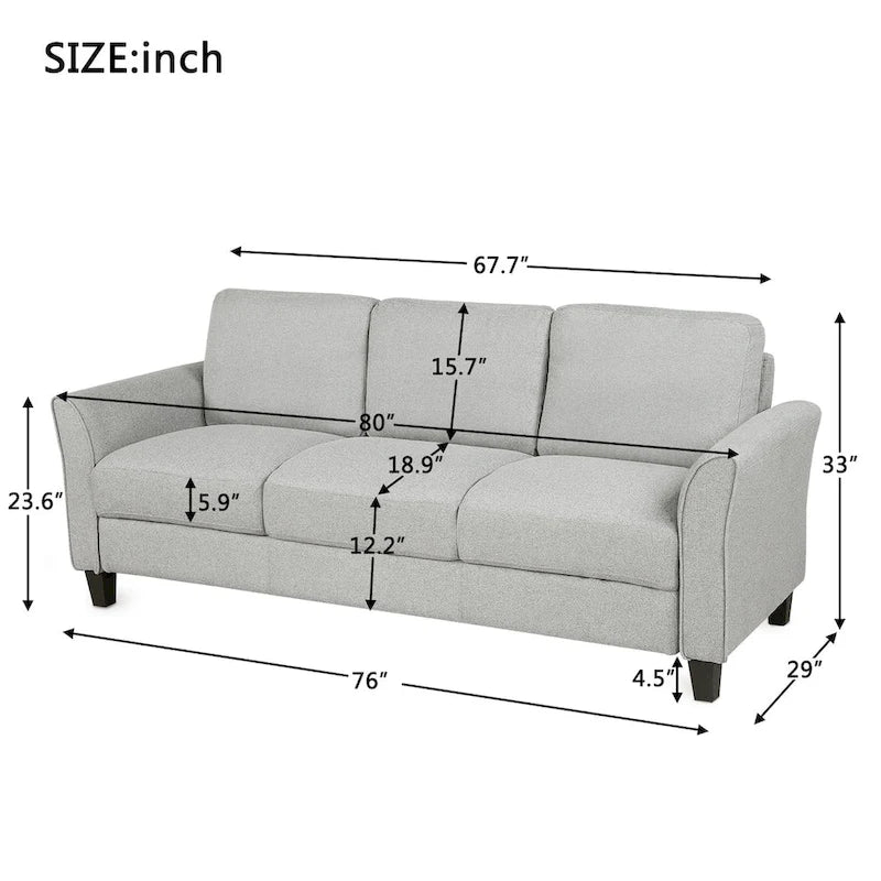 Trzyosobowa sofa do salonu z lnianej tkaniny