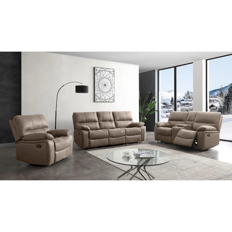 3-elementowy zestaw rozkładanych mebli do salonu Betsy Furniture z mikrofibry: sofa, sofa dwuosobowa i fotel