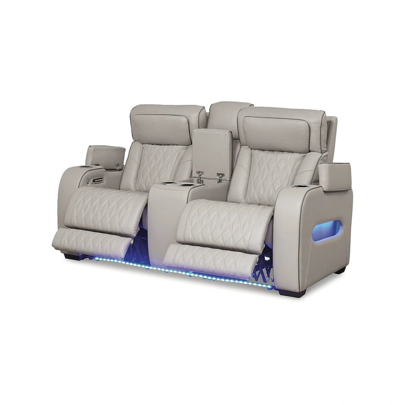 Signature Design by Ashley Boyington graue elektrisch verstellbare Relax-Zweisitzer mit Konsole – 75W x 40D x 44H