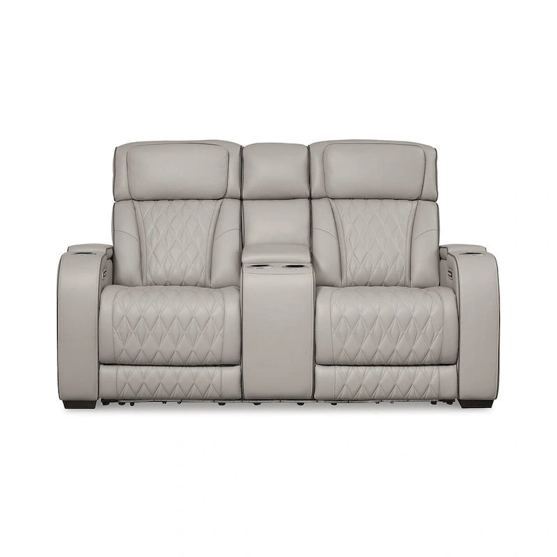 Signature Design by Ashley Boyington graue elektrisch verstellbare Relax-Zweisitzer mit Konsole – 75W x 40D x 44H