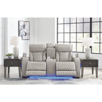 Signature Design by Ashley Boyington graue elektrisch verstellbare Relax-Zweisitzer mit Konsole – 75W x 40D x 44H