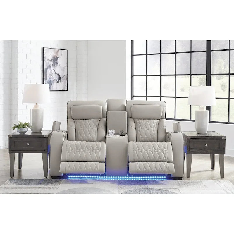 Signature Design by Ashley Boyington graue elektrisch verstellbare Relax-Zweisitzer mit Konsole – 75W x 40D x 44H