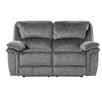 Muir 65-calowa dwuosobowa sofa z ręcznie regulowanymi rozkładanymi siedziskami, pikowana szara mikrofibra, lite drewno
