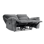 Muir 65-calowa dwuosobowa sofa z ręcznie regulowanymi rozkładanymi siedziskami, pikowana szara mikrofibra, lite drewno