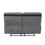 Muir 65-calowa dwuosobowa sofa z ręcznie regulowanymi rozkładanymi siedziskami, pikowana szara mikrofibra, lite drewno