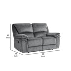 Muir 65-calowa dwuosobowa sofa z ręcznie regulowanymi rozkładanymi siedziskami, pikowana szara mikrofibra, lite drewno