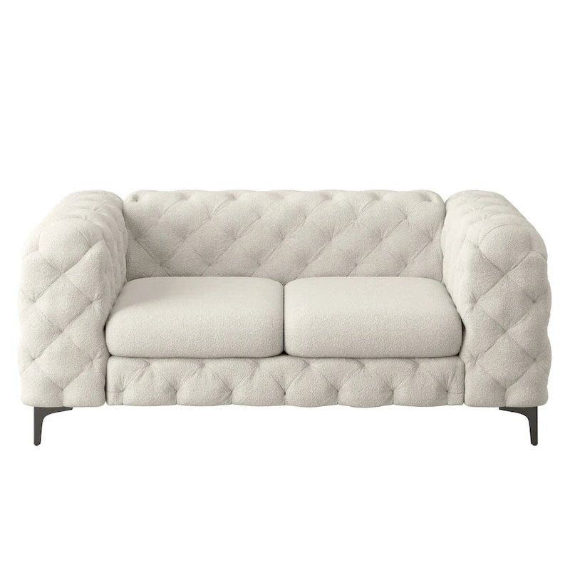 Sofá biplaza de terciopelo capitoné Chesterfield Corvus Aosta