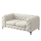 Sofá biplaza de terciopelo capitoné Chesterfield Corvus Aosta