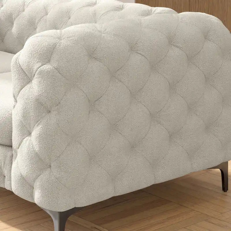 Sofá biplaza de terciopelo capitoné Chesterfield Corvus Aosta