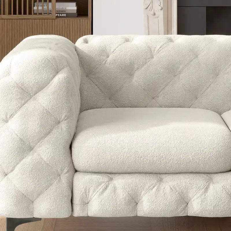 Sofá biplaza de terciopelo capitoné Chesterfield Corvus Aosta