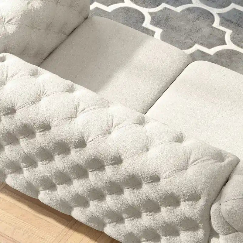 Sofá biplaza de terciopelo capitoné Chesterfield Corvus Aosta