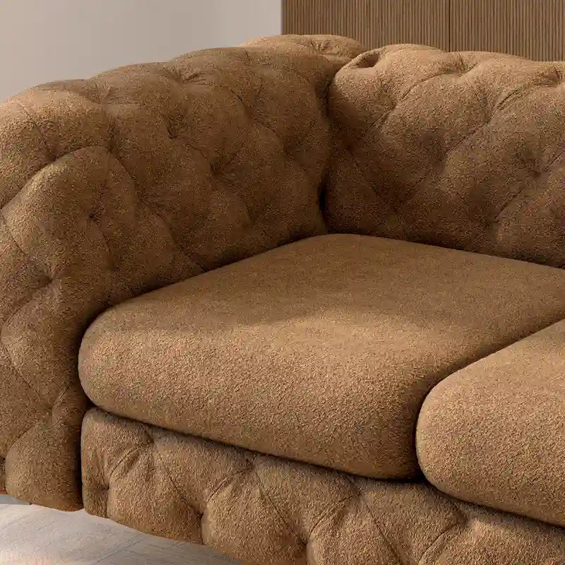 Sofá biplaza de terciopelo capitoné Chesterfield Corvus Aosta