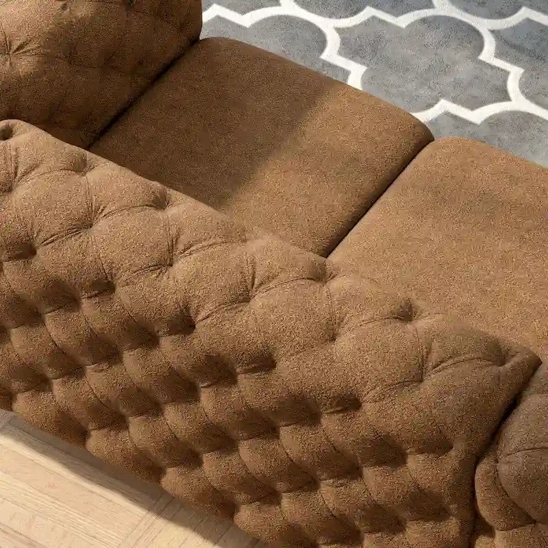 Sofá biplaza de terciopelo capitoné Chesterfield Corvus Aosta