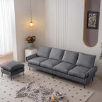 104.5Modern Technical leather L-Shaped Sofa with Ottoman